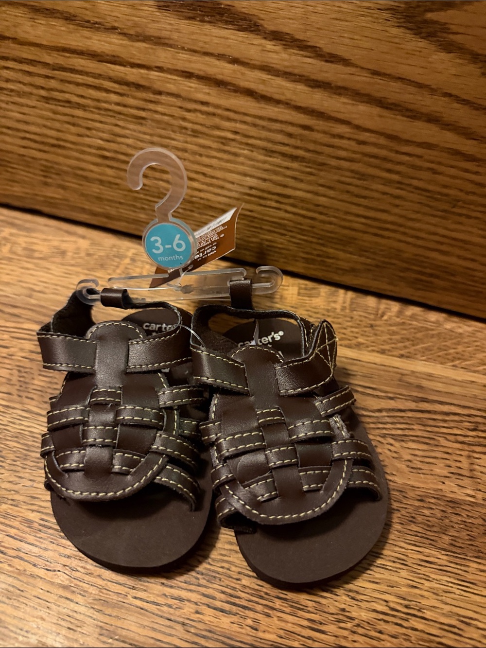Size 2 baby new tags Carter's Brown Baby Fisherman Sandals 3-6 months soft foam